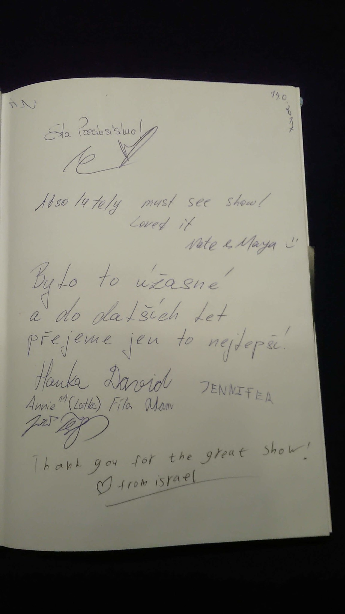 Black light theatre guestbook